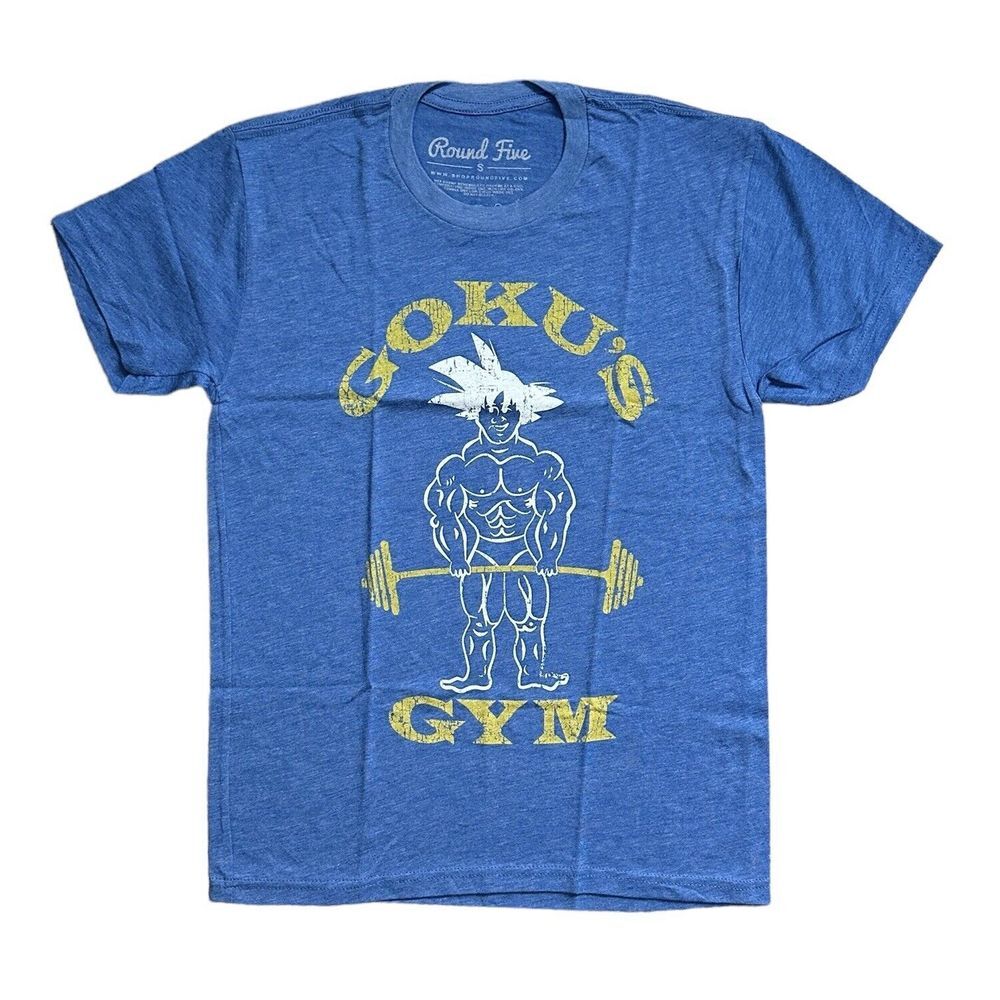 Gokus Gym Workout Gym Dragonball‎ Z Training Blue Mens Shirt Size S